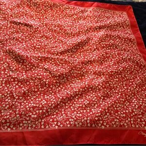 Chic Red and White Heart Patterned Scarf